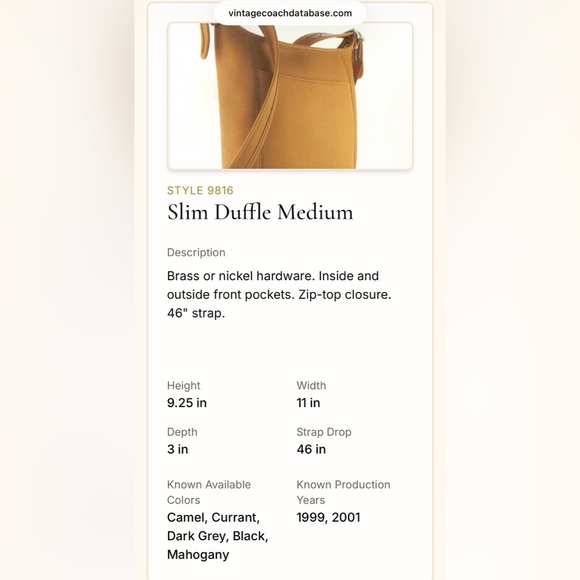 Vintage Coach Slim Duffle Medium 9816 Mahogany | 1999 USA - Picture 13 of 14